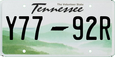 TN license plate Y7792R