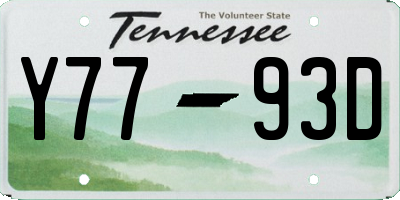 TN license plate Y7793D