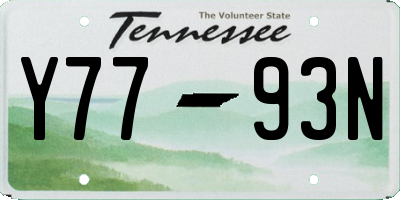 TN license plate Y7793N