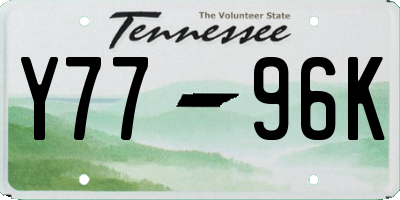TN license plate Y7796K