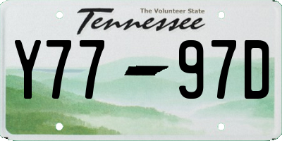 TN license plate Y7797D