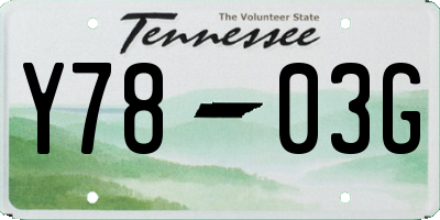 TN license plate Y7803G