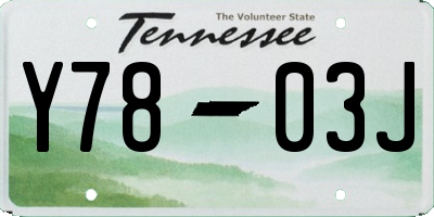 TN license plate Y7803J