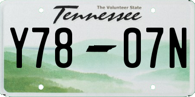 TN license plate Y7807N