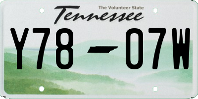 TN license plate Y7807W