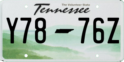 TN license plate Y7876Z