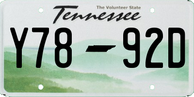 TN license plate Y7892D