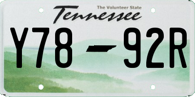 TN license plate Y7892R