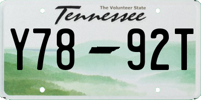TN license plate Y7892T