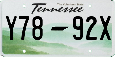 TN license plate Y7892X