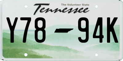 TN license plate Y7894K