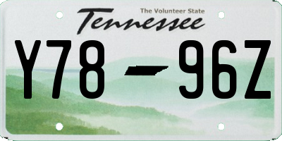 TN license plate Y7896Z