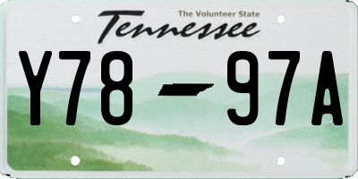 TN license plate Y7897A