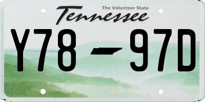 TN license plate Y7897D