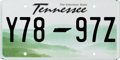 TN license plate Y7897Z