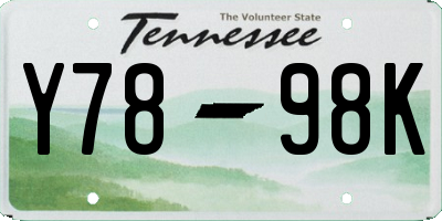 TN license plate Y7898K