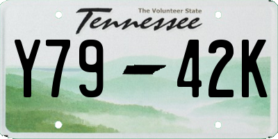 TN license plate Y7942K