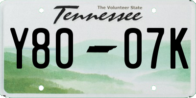TN license plate Y8007K