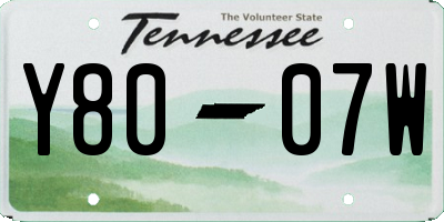 TN license plate Y8007W