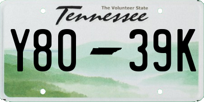 TN license plate Y8039K
