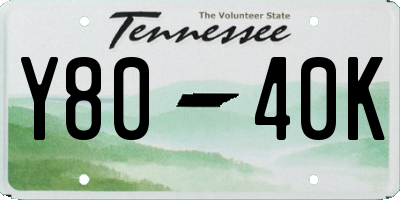 TN license plate Y8040K