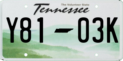 TN license plate Y8103K