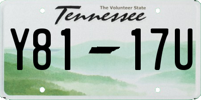 TN license plate Y8117U