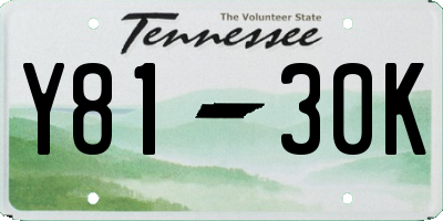 TN license plate Y8130K