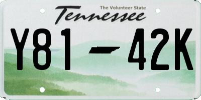 TN license plate Y8142K