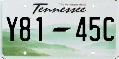 TN license plate Y8145C