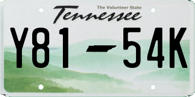 TN license plate Y8154K