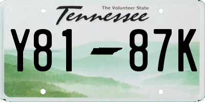 TN license plate Y8187K