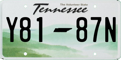TN license plate Y8187N
