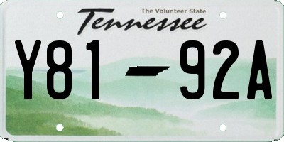 TN license plate Y8192A