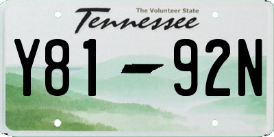 TN license plate Y8192N