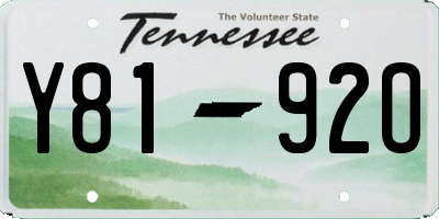 TN license plate Y8192O
