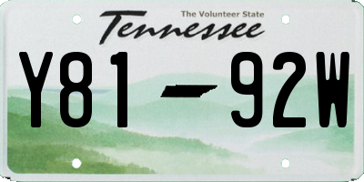TN license plate Y8192W