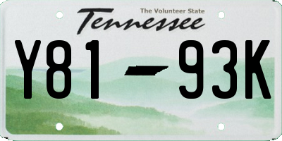 TN license plate Y8193K