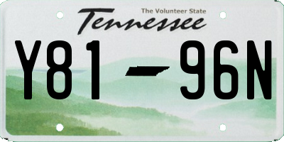 TN license plate Y8196N