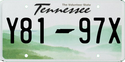 TN license plate Y8197X