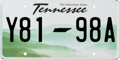 TN license plate Y8198A