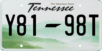 TN license plate Y8198T