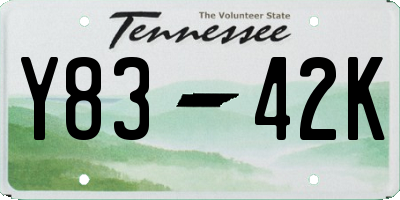 TN license plate Y8342K