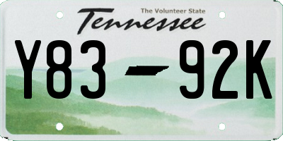 TN license plate Y8392K