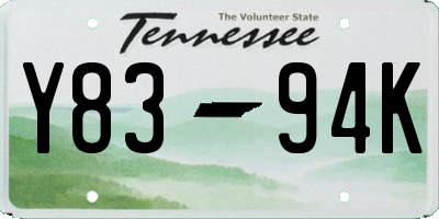 TN license plate Y8394K