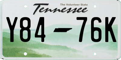 TN license plate Y8476K