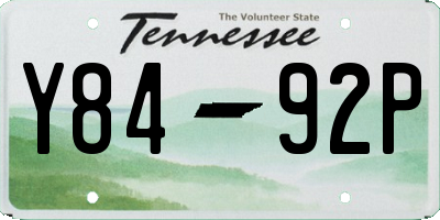 TN license plate Y8492P