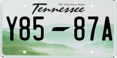 TN license plate Y8587A