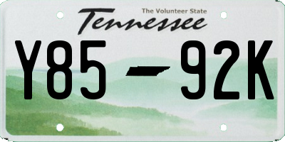 TN license plate Y8592K