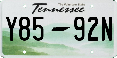 TN license plate Y8592N